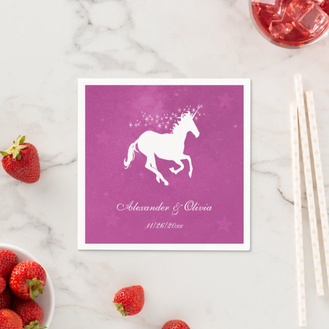 Magenta Unicorn Bridal Shower Napkin (Insitu)