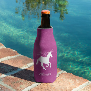 Magenta Unicorn Personalised Bottle Cooler