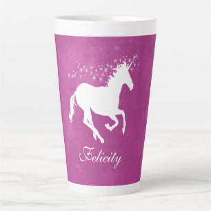 Magenta Unicorn Personalised Latte Mug