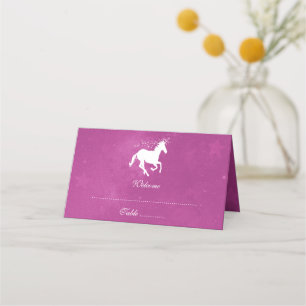 Magenta Unicorn Reception Place Card