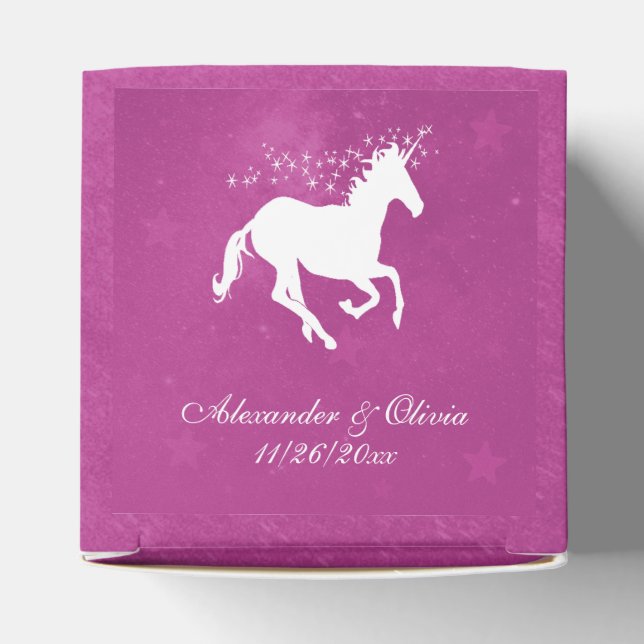 Magenta Unicorn Wedding Favour Box (Top)