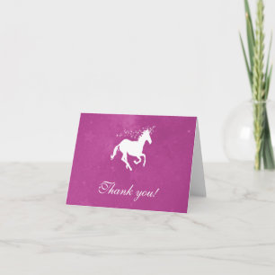 Magenta Unicorn Wedding Thank You Cards