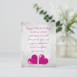 Magenta Valentine Hearts Flat Note Card
