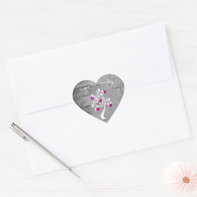 Magenta Valentine Hearts Tree Sticker (Envelope)