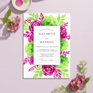 Magenta Verdant Bloom Wedding Invitation
