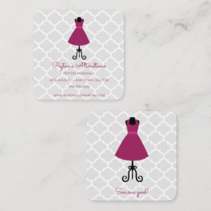Magenta Vintage Dress Seamstress and Alterations Square Business Card
