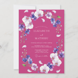 Magenta Violet Petal Wedding Invitation