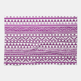 Magenta Watercolor Abstract Aztec Tribal Pattern Tea Towel