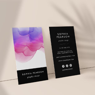 Magenta Watercolor Blot Vertical Social Media Business Card