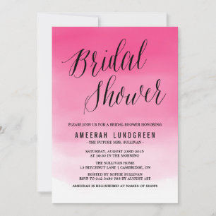 Magenta Watercolor Ombre Bridal Shower Invitation
