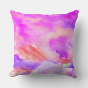 MAGENTA WATERCOLOR Retro DESIGN Throw Pillow