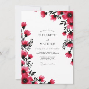 Magenta Watercolor Romantic Wedding Invitation