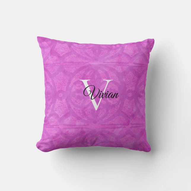 Magenta Watercolor Throw Pillow (Front)