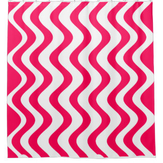 Magenta wavy Lines Shower Curtain
