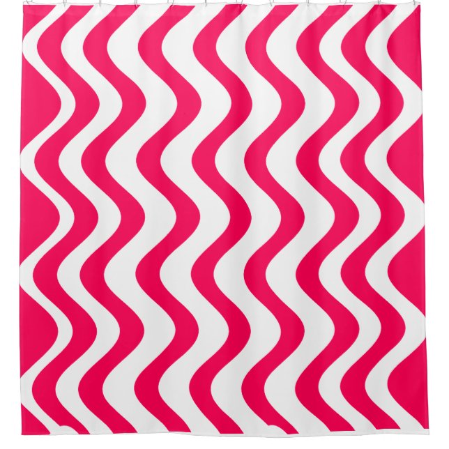 Magenta wavy Lines Shower Curtain (Front)