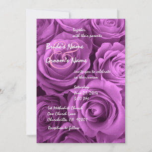 Magenta Wedding Rose Bouquet Invitation