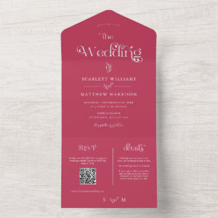 Magenta Whimsical Wedding  All In One Invitation