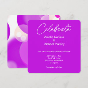 Magenta & White Bubble Modern Wedding Invitation