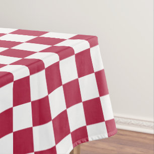 Magenta White Chequered Pattern Party Home Decor Tablecloth
