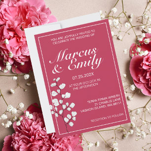Magenta & White Floral Trendy Wedding Invitation