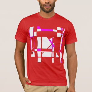 Magenta White Gameboard Abstract Geometric Design T-Shirt