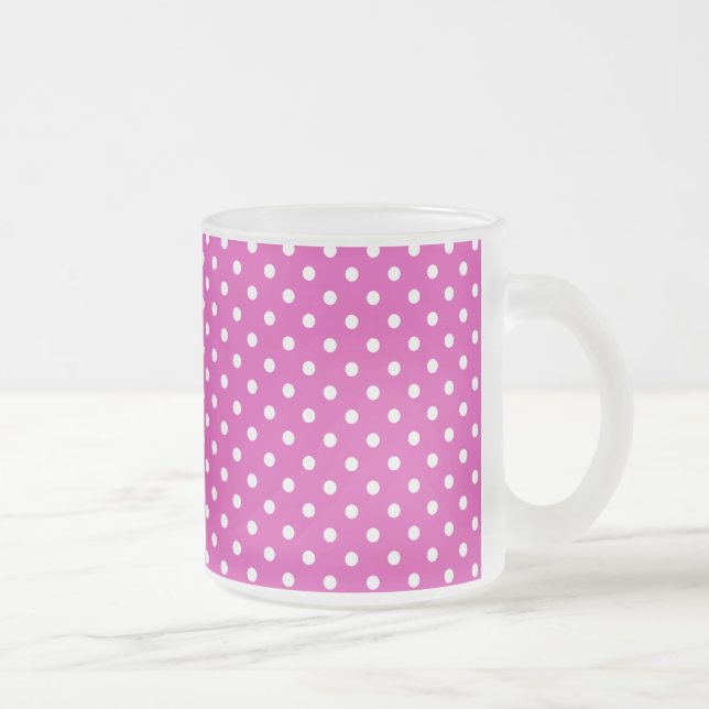 Magenta, White Polka Dots Frosted Coffee Mug (Right)