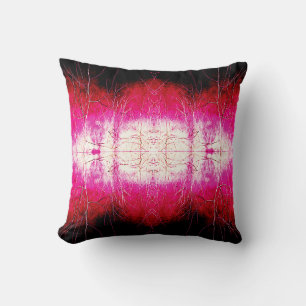 Magenta White Red Black Symmetrical Art Abstract Cushion