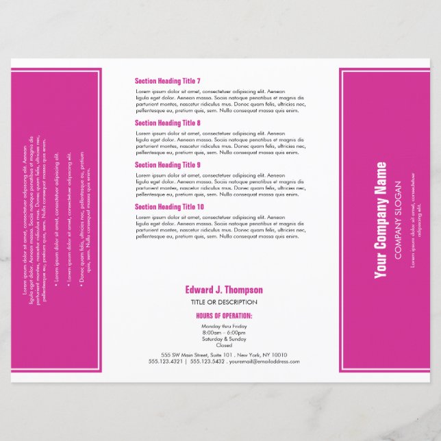 Magenta White Simple Border Brochure (Front)