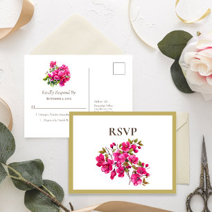 Magenta Wild Roses RSVP Invitation Postcard