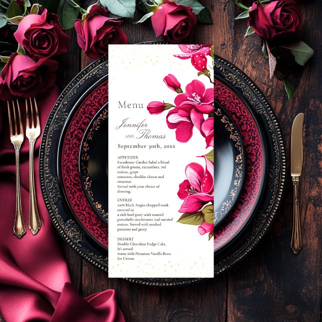 Magenta Wild Roses Wedding Menu (Creator Uploaded)