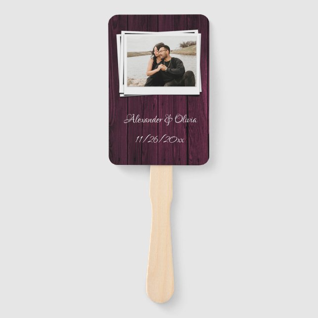 Magenta Wooden Photo Hand Fan (Front)