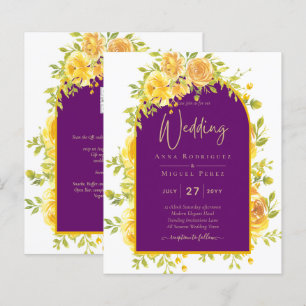Magenta Yellow Roses Plum Purple Gold Wedding 