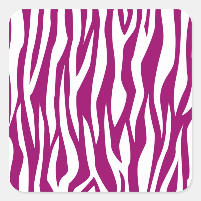 Magenta Zebra Print Square Sticker (Front)