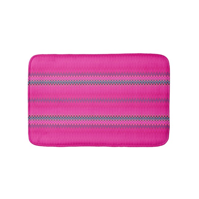 Magenta Zigzag  Bath Mat (Front)
