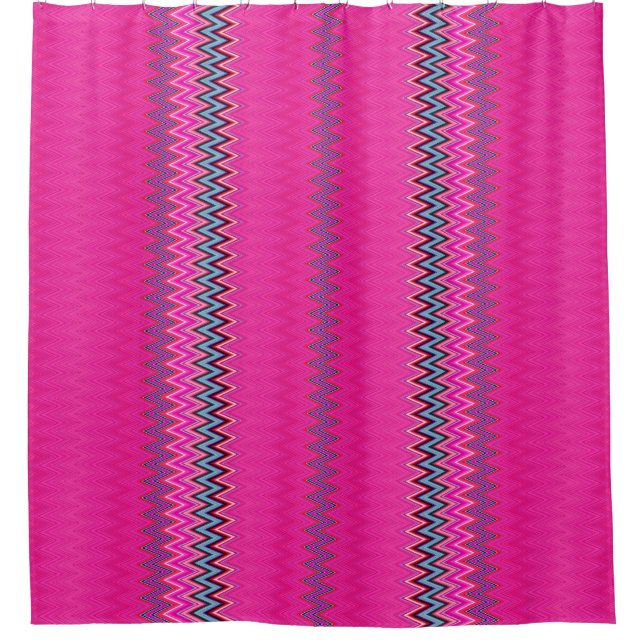 Magenta Zigzag Shower Curtain (Front)