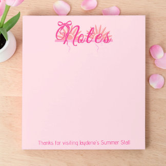 Magentia And Pink Bow With Sunburst Notepad