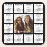 Magentic Calendar Square with Photo Square Paper Coaster<br><div class="desc">A photo collage with a 2025 calendar and room to add text. A great way to display your favourite photo throughout the year. A fun item for the New Year to use at the office or at home. To change colours on the background and calendar, click on the advanced design...</div>