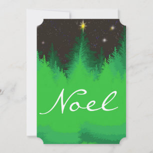 Magestic christmas pine trees starry night card