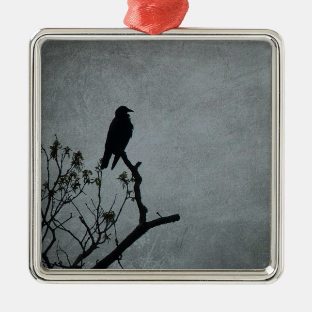 Magestic Crow Metal Tree Decoration (Front)