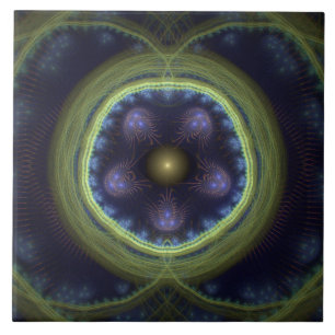 Magestic fractal green blue mystical pattern tile