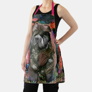MAGGIE Black chow All-Over Print Apron