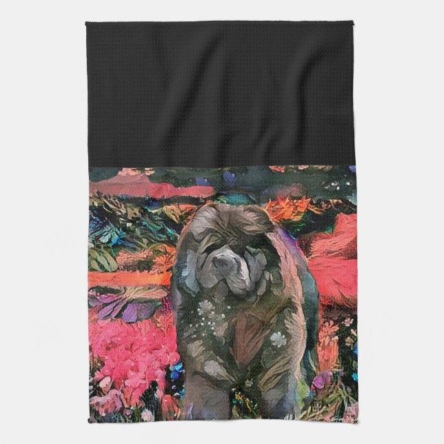 MAGGIE black chow  kitchen towel (Vertical)