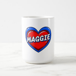 Maggie Comic Pop Art Heart Name Coffee Mug