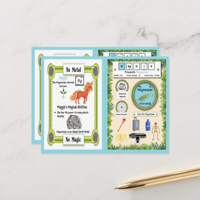 Maggie - Magnesium Horn Unicorn Game Card (Front/Back In Situ)