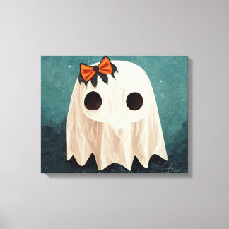 Maggie The Friendly Ghost • Cute Halloween Art Canvas Print