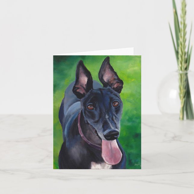 Maggie the Greyhound Dog Art Note Card (Front)