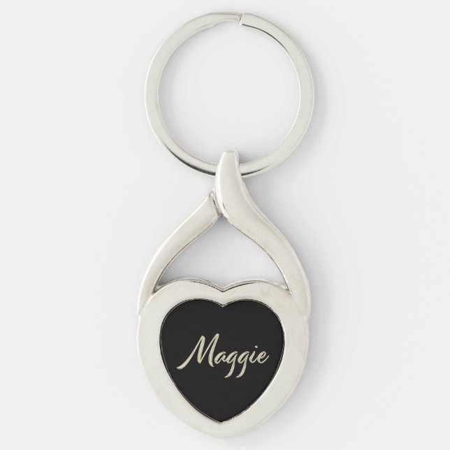 Maggie white gold Handwriting key Ring (Front)