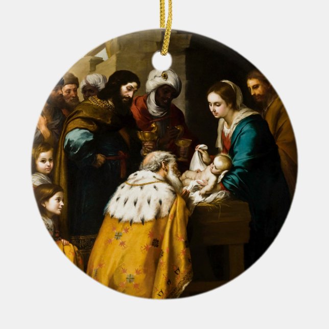 Magi Present Jesus Gifts Ceramic Tree Decoration (Front)