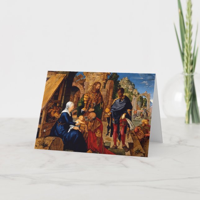 Magi Worship Baby Jesus Holiday Card (Front)