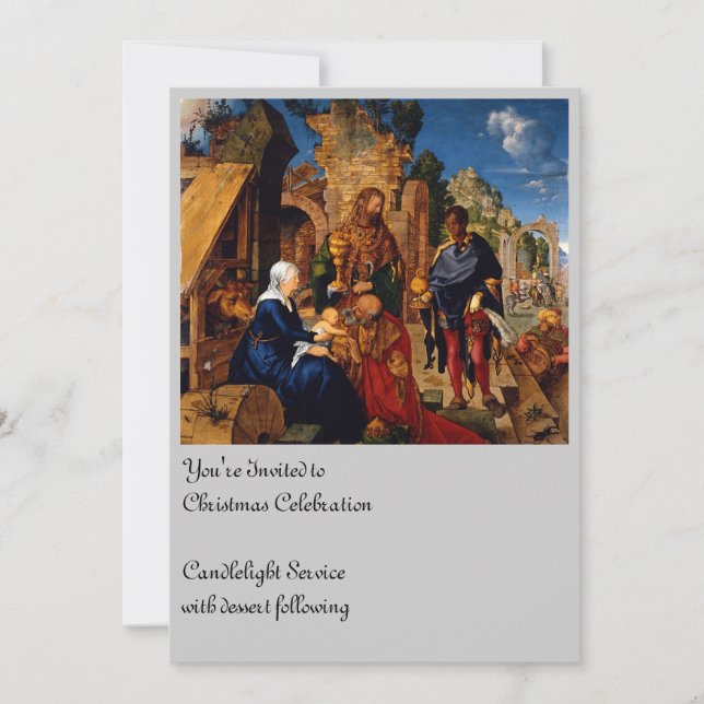 Magi Worship Baby Jesus Invitation (Front)